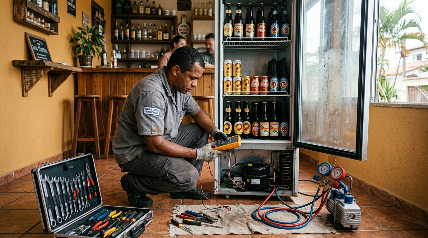 Substituição de termostato de cervejeira em serviço técnico na Zona Sul de São Paulo‑SP