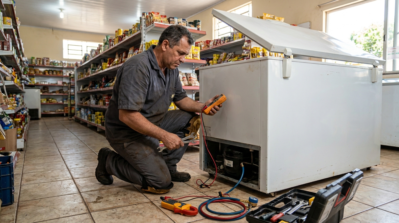 Substituição de termostato de freezer em visita técnica na Zona Sul de São Paulo‑SP